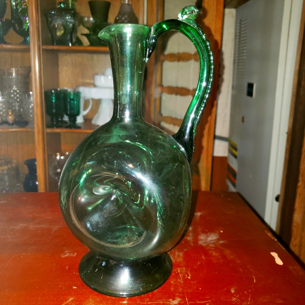 Green vintage glass bottle